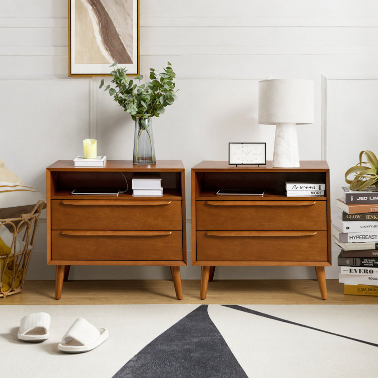 Wade Logan® Aviannah 2 Drawer Nightstand with BuiltIn (Set of 2